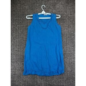 Elena Baldi Dress Womens Medium Blue Sleeveless Shift 100% Linen Made in Italy